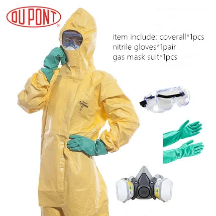 DuPont C Type 3 High Concentration Chemical Protective Clothing Strong Acid Alkali Pesticide Paint Toxic Dust Safety Work Suit - Color: 2