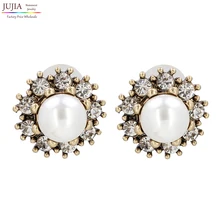 Горячий Для женщин Мода Серьги Новое прибытие бренда сладкий металла с Simulat жемчужные серьги для женщин девочек