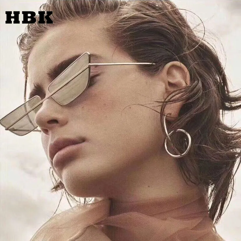 HBK унисекс сексуальные кошачий глаз солнцезащитные очки новые модные брендовые дизайнерские солнцезащитные очки металлическая оправа ретро очки оттенки очки UV400