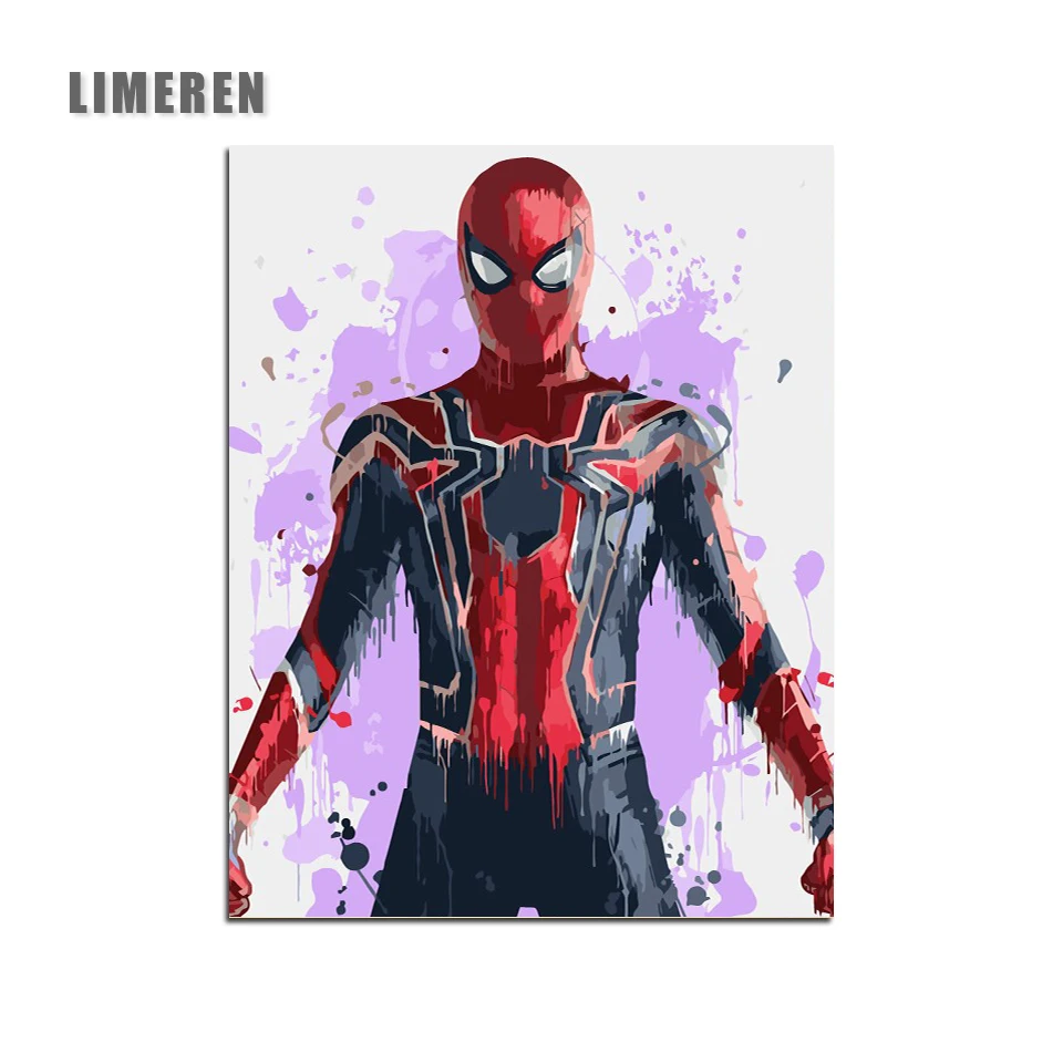 

DIY Wall Pictures Acrylic Oil Coloring Painting By Numbers On Canvas For Unique Gift Home Decor The Avengers Movie Spideman