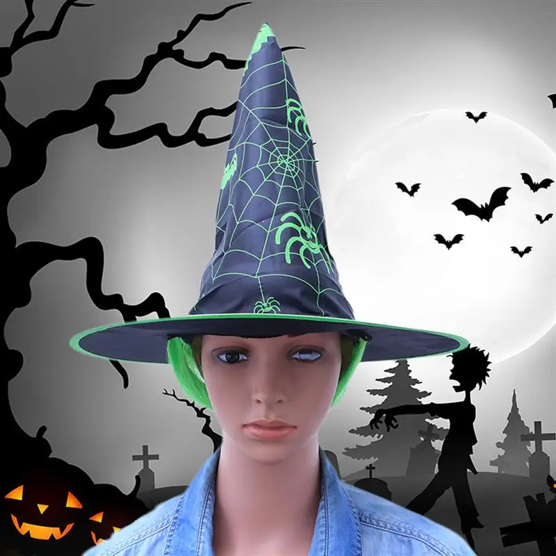 4 цвета шляпа на Хеллоуин Ведьма платье Кепка для париков шапок Гримм Косплей вечерние фестиваль Маскарад фиолетовый розовый зеленый оранжевый A3