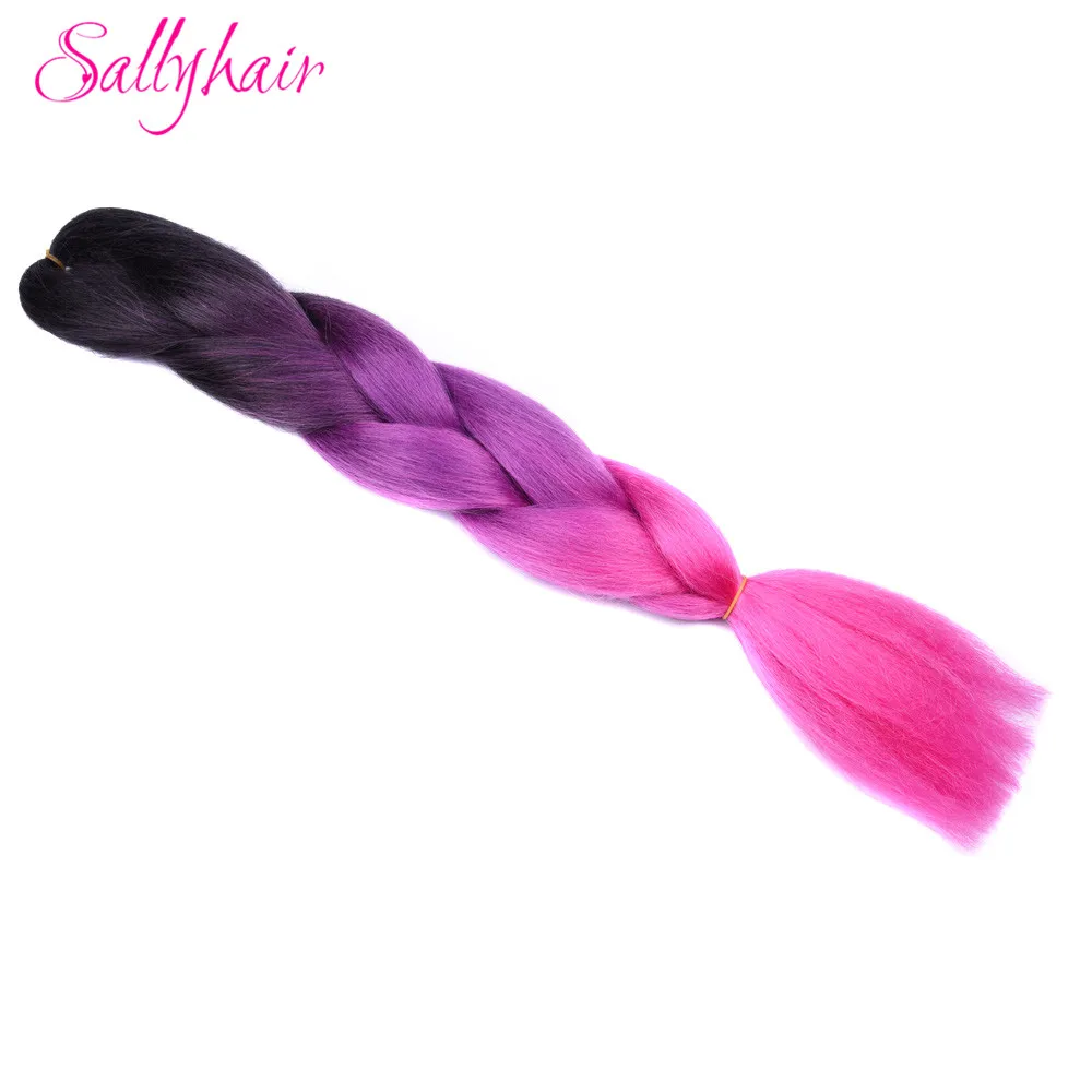 Омбре, синтетические плетеные волосы, Sallyhair, 24 дюйма, 3 тона, цветные, вязанные крючком, огромные косички, высокотемпературное волокно, объемные накладные волосы - Цвет: M#33