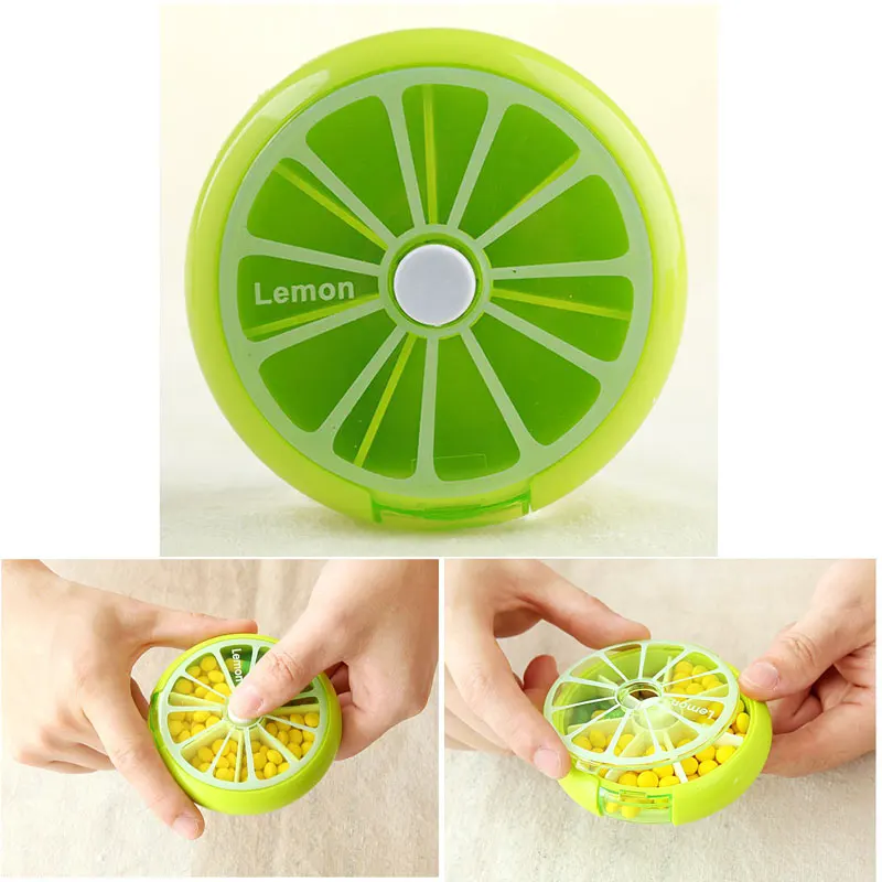 

Newly Health Care Medicine Pill Box Fruit Shaped Sort Vitamin 7 Day Weekly Holder Tablet Storage Container Cases Travel Round