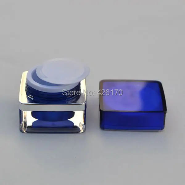 Freeshipping Wholesale 5g Plastic Cosmetic Jar Blue Lotion Container Refillable Eyecream Box Inner Cap Square Shape | Красота и