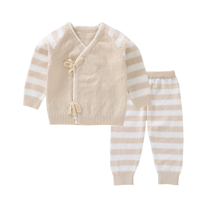 

Mioigee 2019 Newborn Baby Girls Clothes Striped Knitted Sets Spring Fall Winter Infant Girl Clothing Suits Baby Boy Clothes Sets