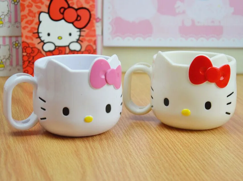 5Hello kitty Cartoon Baby Cup Feeding Water Bottle KT Cup Kids' Brush Cup Promotional Coffee Milk Mugs Best Gifts For Kids Ladies