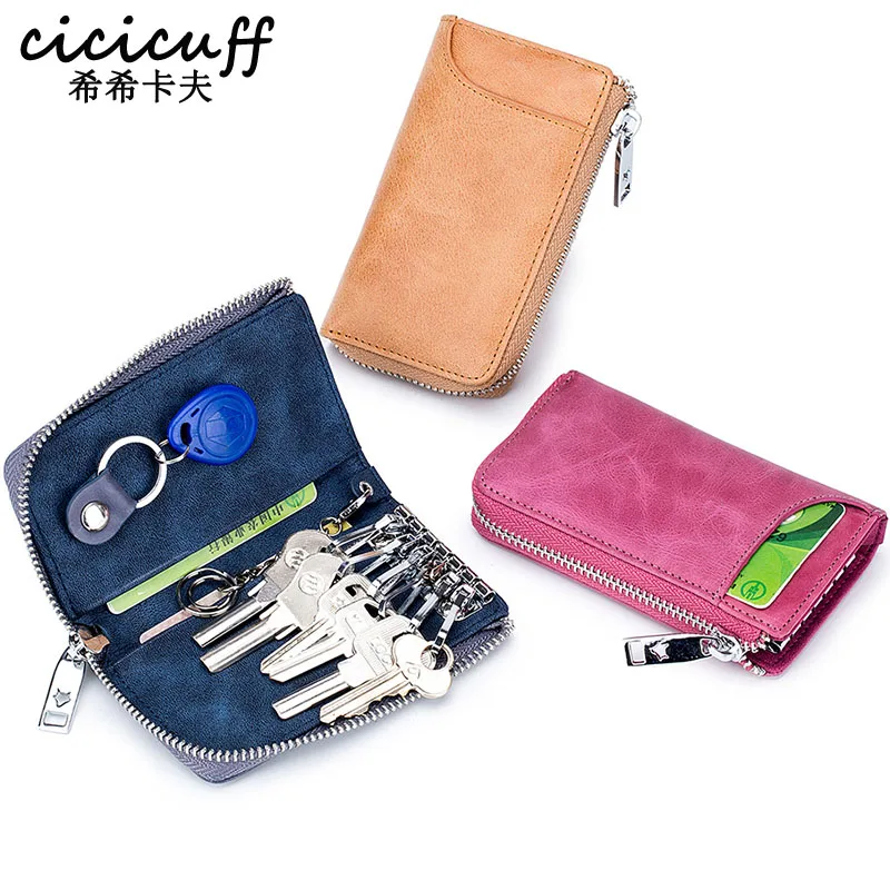 

CICICUFF Genuine Leather Keychain Holder Pouch Purse Key Cover Bag Fashion Men Key Holder Wallets Organizer Car Key Case Men
