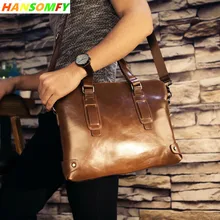 Натуральная кожа Для мужчин бизнес Официальный сумки сечение Портфели 1" ноутбук Посланник Ретро дорожные сумки