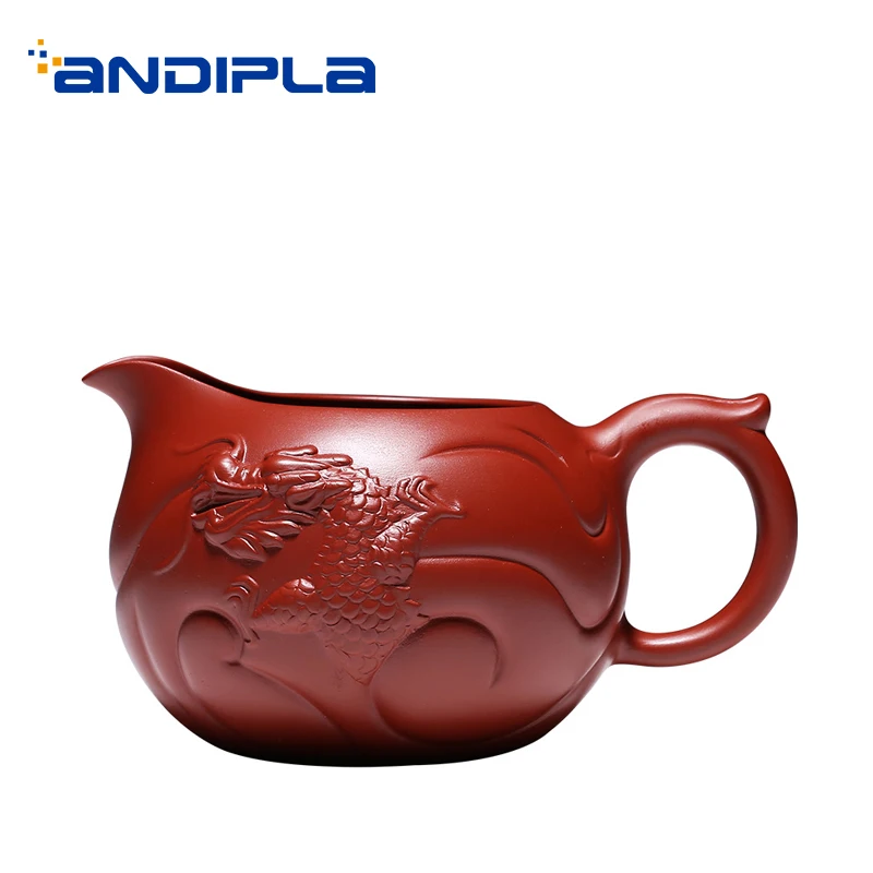 

300ML Authentic Yixing Purple Clay Fair Cup Chinese Kung Fu Tea Set Black Tea Mug Handwork Sculpture Art Pattern Birthday Gifts