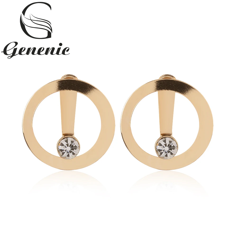 

1 Pair Minimalist Gold Color Crystal Bead Circle Round Stud Earrings Back Double Side Stud Earring Jewelry Gift Drop Shipping
