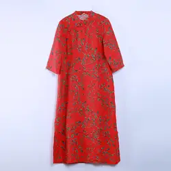 Национальный стиль платье 2018 Весна Очаровательная Ретро китайский новый воротник плиты пряжки улучшилось платье Чонсам для Для женщин