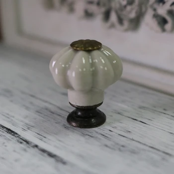 

25mm Small Pumpkin Shape Ceramic Cabinet Knob Cupboard Door Drawer Locker Vintage Furniture pull Closet Dresser Knob Light Grey