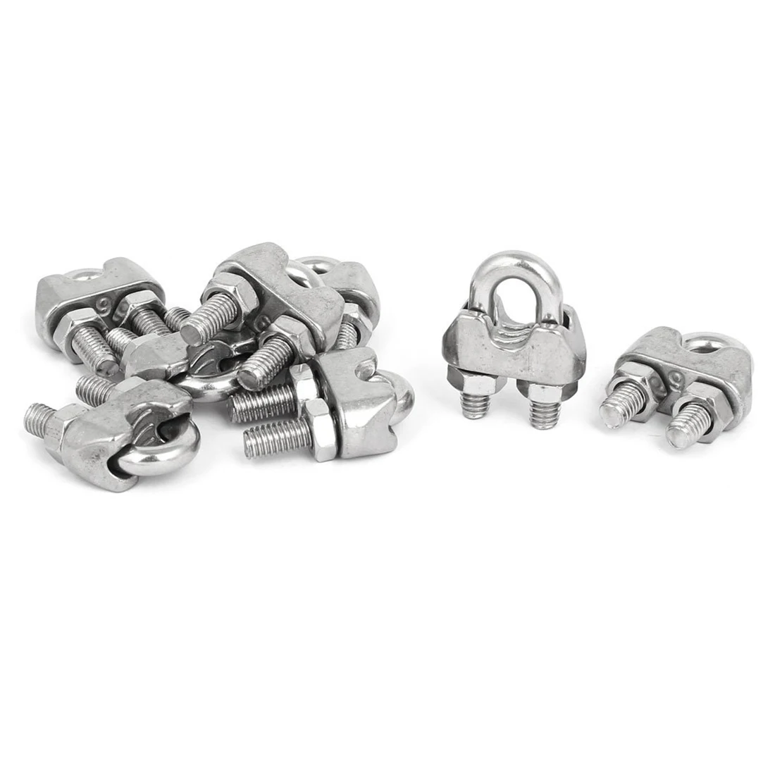 

M6 1/4 Inch 304 Stainless Steel U-Shape Bolt Saddle Clamps Cable Wire Rope Clips 8 pcs