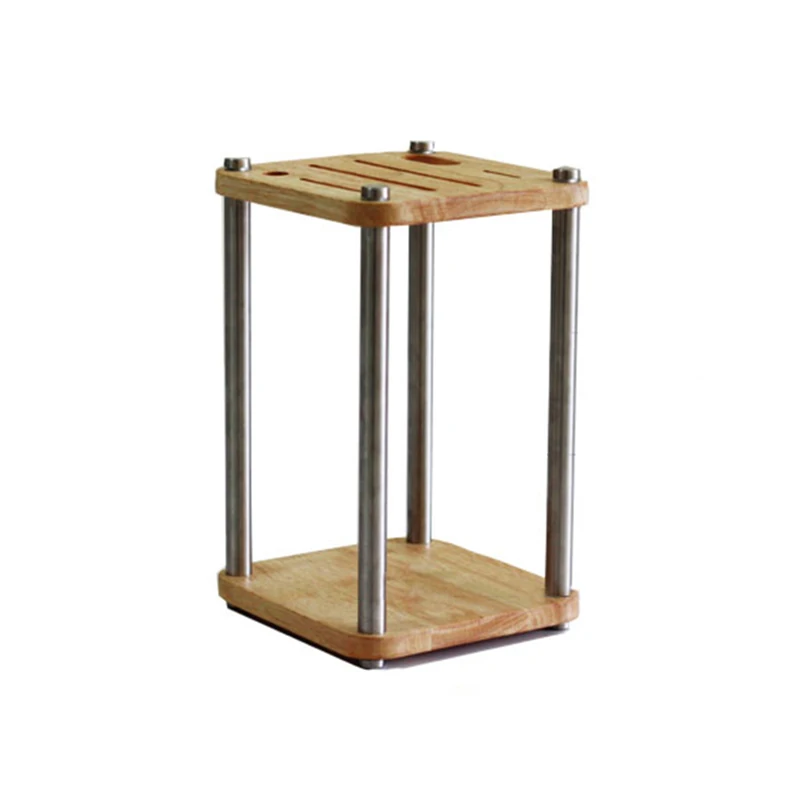 Solid Wood 304 Stainless Steel Knife Stand Block Eco-Friendly Dry Ventilated Creative Knife Holder Rack Chef Kitchen Accessories