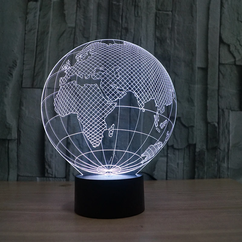3D LED Lamp Earth Europe map design night light 7 colors for room decor
