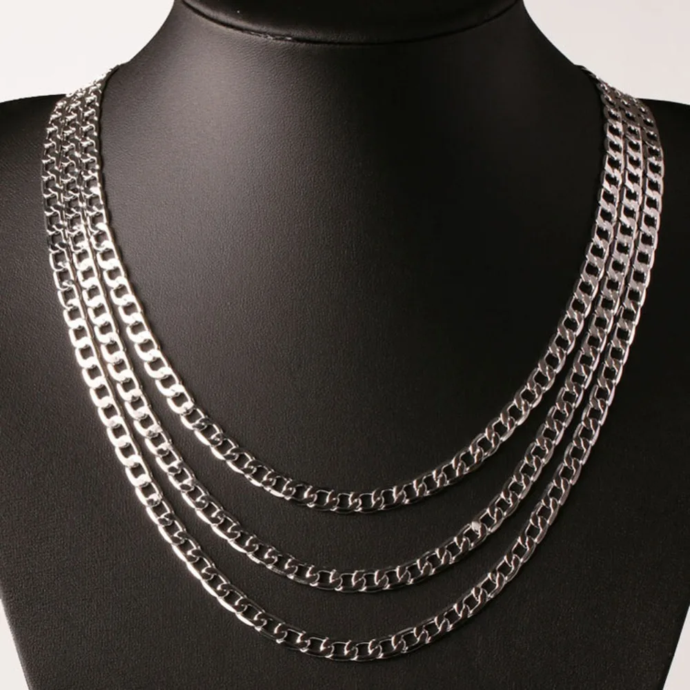 100pcs Fashion 4MM Silver Chain Men Necklace 16 to 30 inches Long Necklaces free shippingin