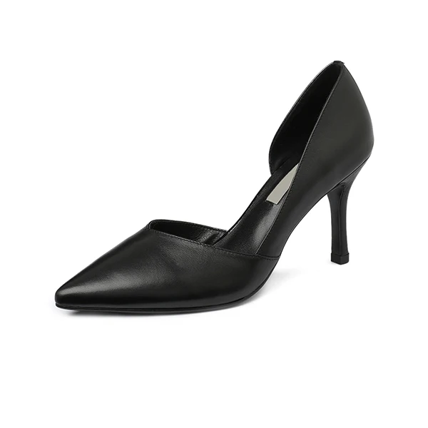 SOPHITINA/элегантные женские туфли-лодочки; пикантные туфли с острым носком на очень тонком каблуке; вечерние туфли-лодочки из высококачественной натуральной кожи; MO155 - Цвет: black