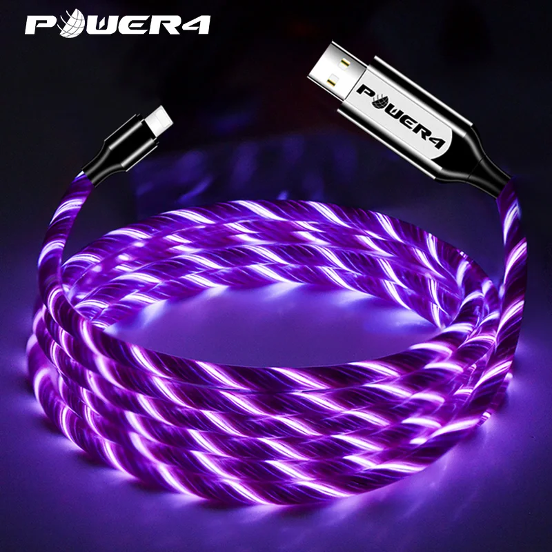 

Power4 EL Cold Light USB C Phone Charging Cord For Samsung Fast Charging Micro USB type C Cable Glowing For Lightning iPhone