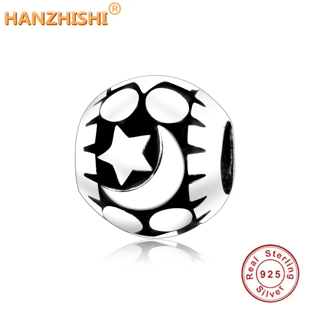

Fits Original Pandora Charms Bracelet Authentic DIY Jewelry Gift 925 Sterling Silver Lovely Moon Stars Beads Charm With Enamel
