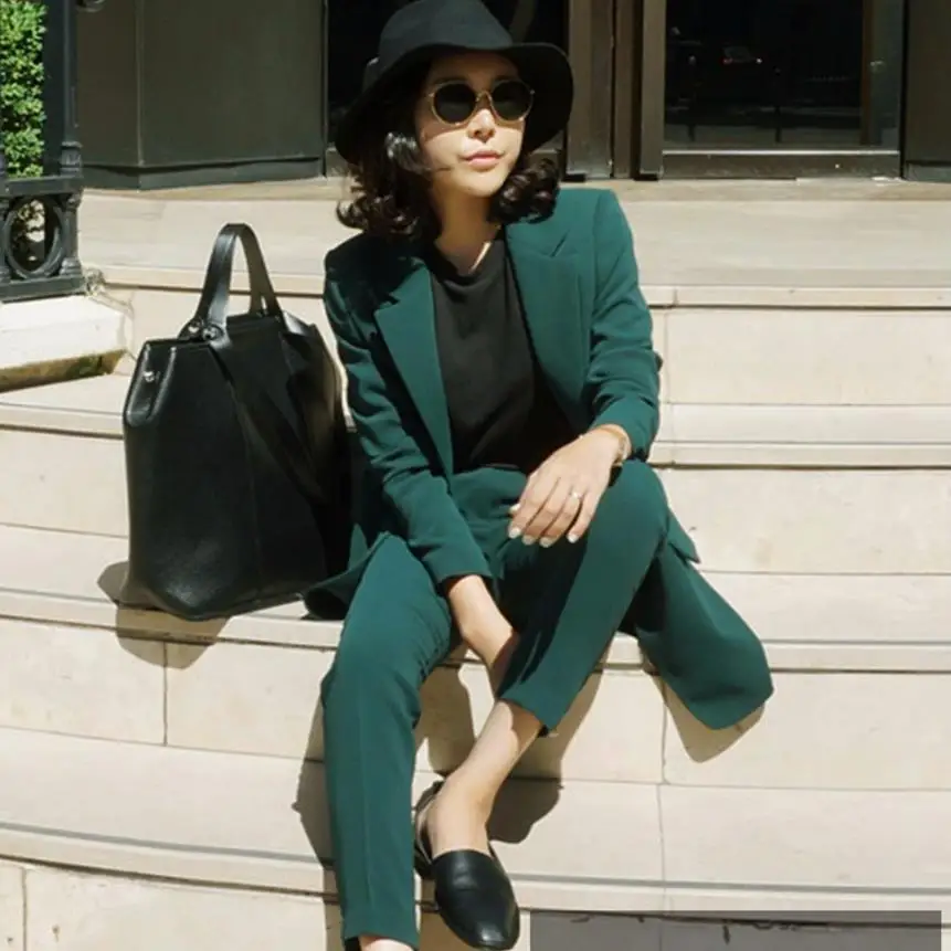 

2018 New Arrival Fashion Pants Suits Women Blazer 2 Two Piece Set Jacket & Pant Blazers Femme Mujer
