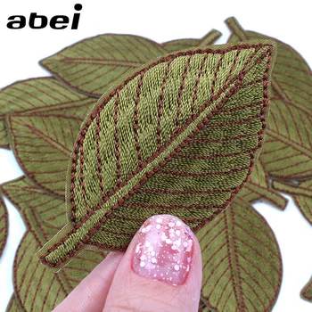 

10pcs/lot Quality Green Leaf Patch for Jeans Bags Iron On Clothes Sticker Sewing Garments Appliques Coats Badge Iron Patches