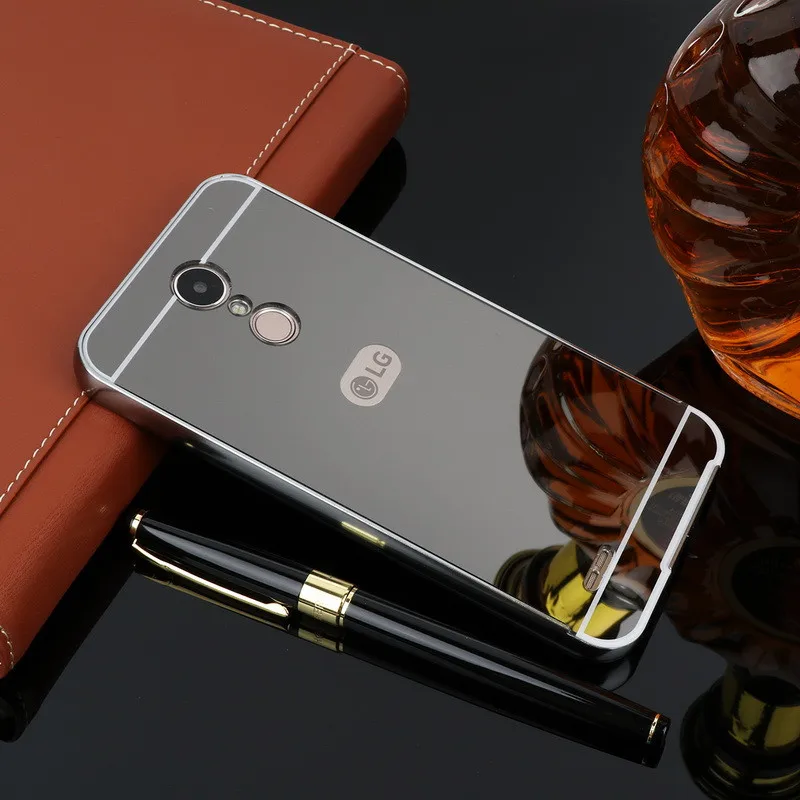 

New For LG K10 2017 Case Luxury Protective Gold Aluminum Mirror Back Cover Phone Case For LG K10 2017 M250 coque Fundas