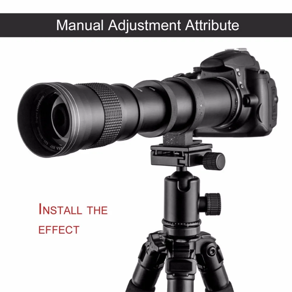 420-800mm f/8,3-16 телеобъектив для цифровых зеркальных фотокамер Nikon Т-образная оправа телескопического Камера D7200 D5300 D5200 D3300 D3200 D3000 D7100 D7000