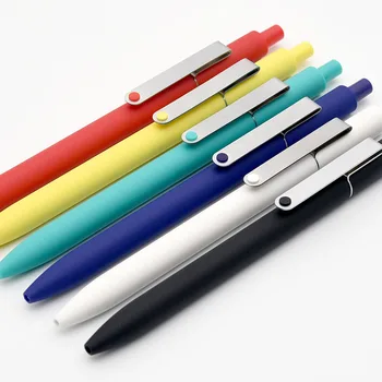 

KACO MIDOT Click Gel Ink Ballpoint Pen 6 Colors for Choose 0.5mm Black Ink Metal Clip Neutral Pens School Office Supplies