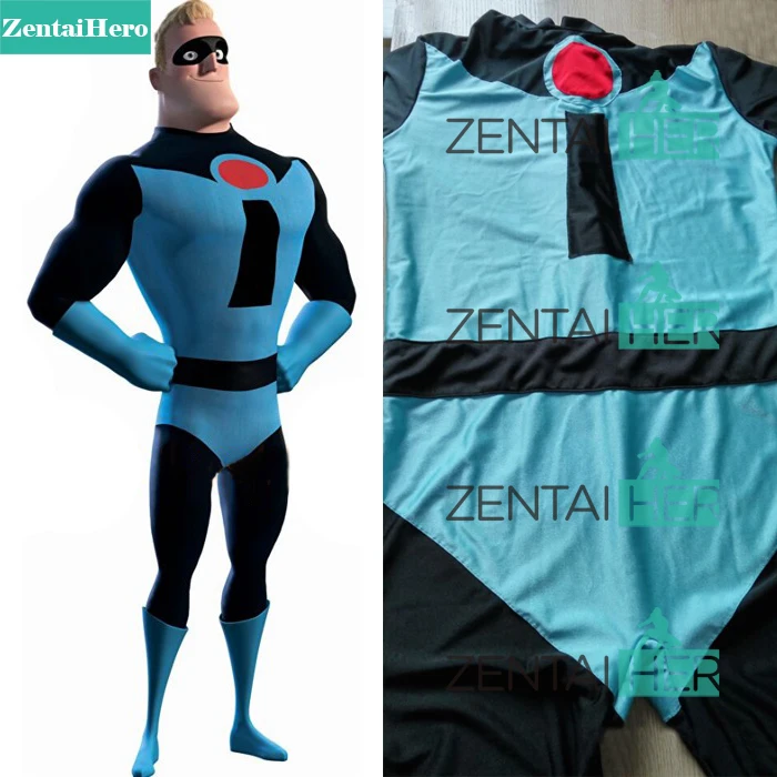 

Newest Blue Mr Zentai Catsuits Incredible Spandex Super Hero Cosplay Halloween Costume Adult Kids Jumpsuit Bodysuit