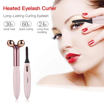 

2 in 1 Electric Heated Eyelash Pen Eye Massager Roller Massage For Eye Wrinkles Removal Reduce Eye Bag Pain Refief Massager Tool