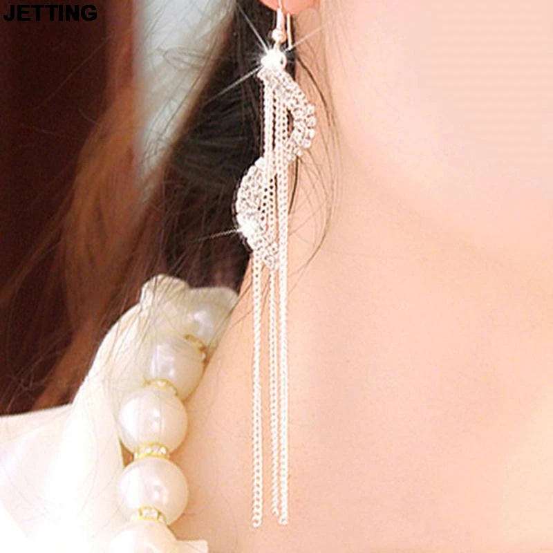JETTING As Christma Gift Luxury Austrian Crystal Wedding Earrings 2016 For Women New Fashion S-Shape Long Drop Tassel Earrings