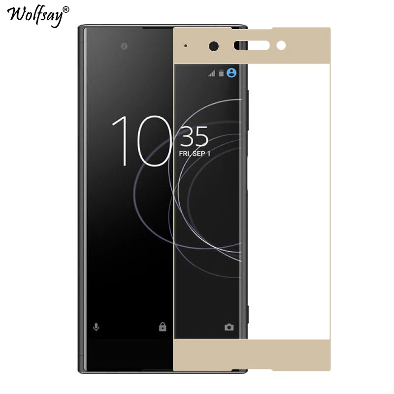 Wolfsay 2 шт для стекла sony Xperia XA1 Plus G3412 Защитная пленка для экрана из закаленного стекла для sony XA1 Plus защитная пленка против царапин - Цвет: Gold