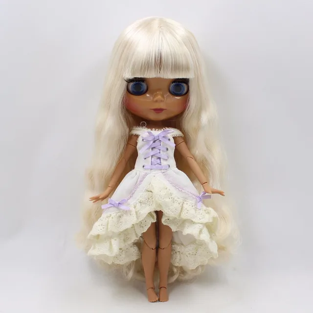 Tbl Neo Blythe Doll White Hair Jointed Body Dark Skin