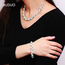 Свежий стиль браслет/nacklace натуральный жемчуг ювелирный набор Высокое качество 925 пробы Серебряное ожерелье и браслет JS30