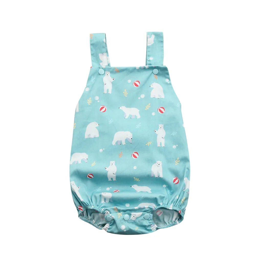

Infant Baby Boy Girl Romper Jumpsuit Bear Print Vest Sleeveless Backless Clothes Summer Newborn Infant Romper Jumpsuit HOOLER
