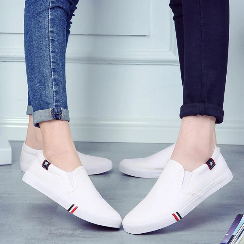 

2018 Spring women flats breathable women canvas shoes slip-on women sneakers sewing women white shoes zapatos de mujer
