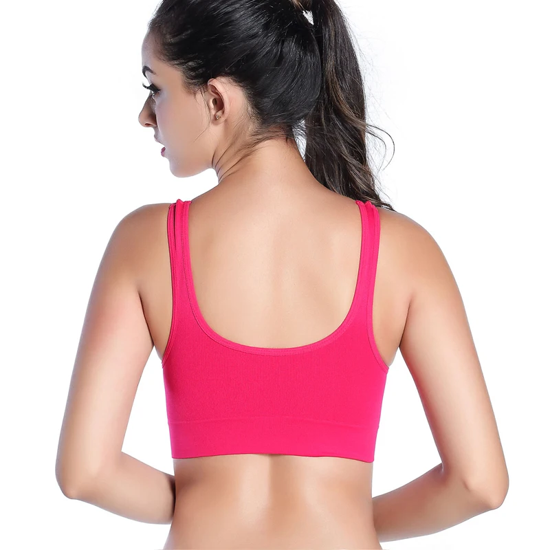 WANAYOU Sexy Women Push Up Sports Bra,6 Colors U-neck Wire Free Seamless Shakeproof Breathable Racerback Fitness Yoga Tops Vest
