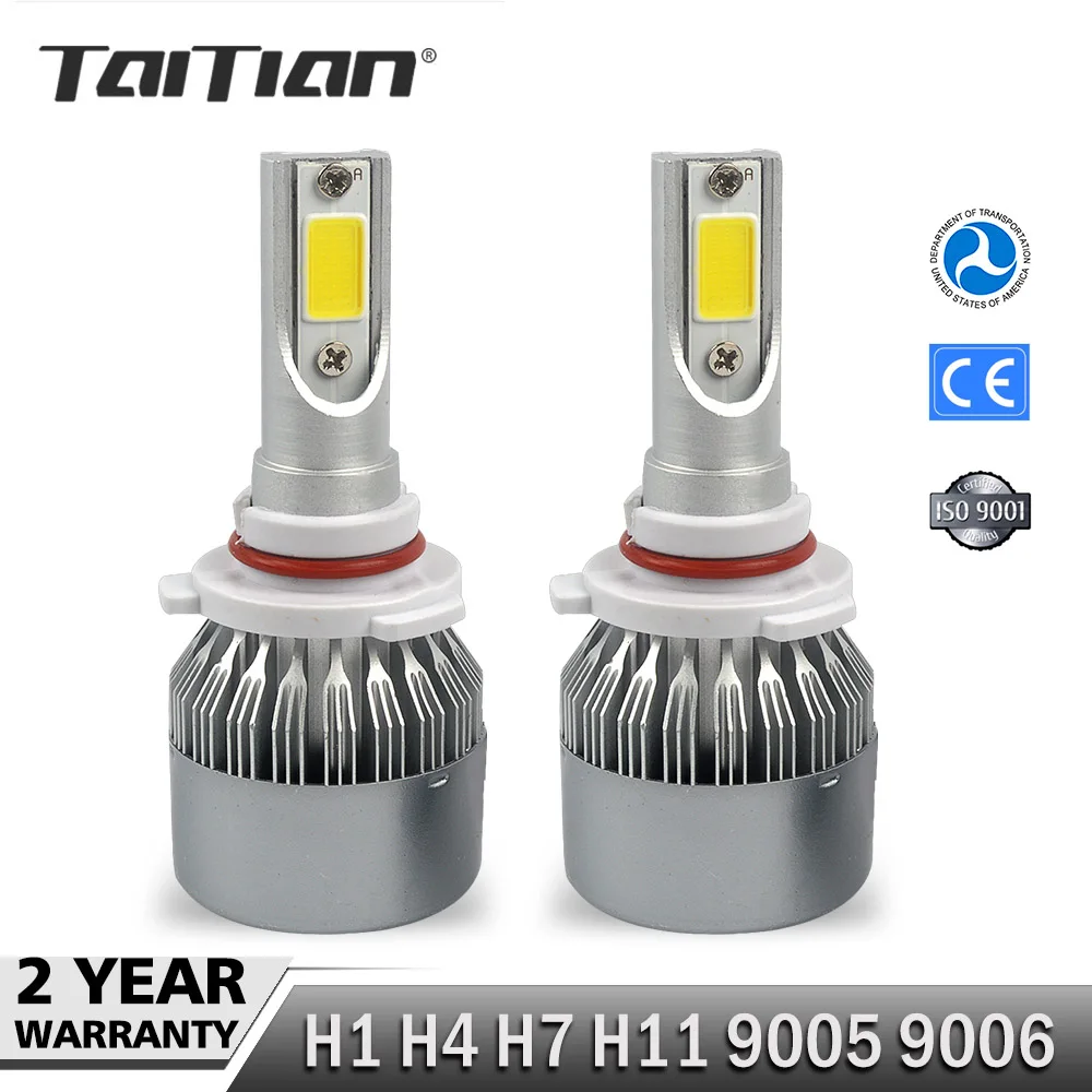 

Taitian 2Pcs COB 12V 72W 7600LM 6000K Canbus h7 led headlights Kit H1 H4 hi lo H11 led bulb 9005 HB3 9006 HB4 Bulbs for audi a4