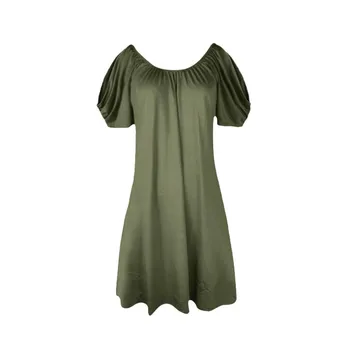 

2019 MAXIORILL New Women's Off The Shoulder Sleeves Sexy Loose Casual Solid Mini Dress платье Wholesale T3