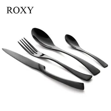Wholesale 24Pcs/set Stainless Steel Black Cutlery Set Dinnerware Tableware Silverware Sets Dinner Knife and Fork Set