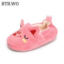 

2018 Autumn Baby Girl pink cartoon soft bottom slippers 1-3 year old woman baby warm leisure slippers Soft Infants Shoes