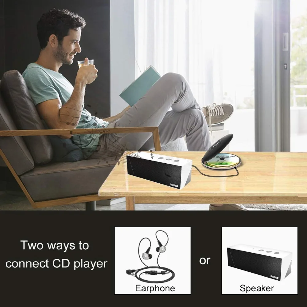 Портативный CD плеер HOTT Walkman cd с ЖК дисплеем и защитой от скольжения