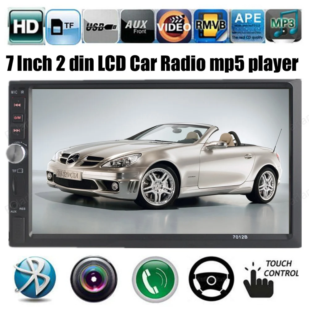 

new 7'' TFT HD Car radio bluetooth MP5 Player 12V Car Audio Video FM 2 din size support rear Camera finger touch screen control