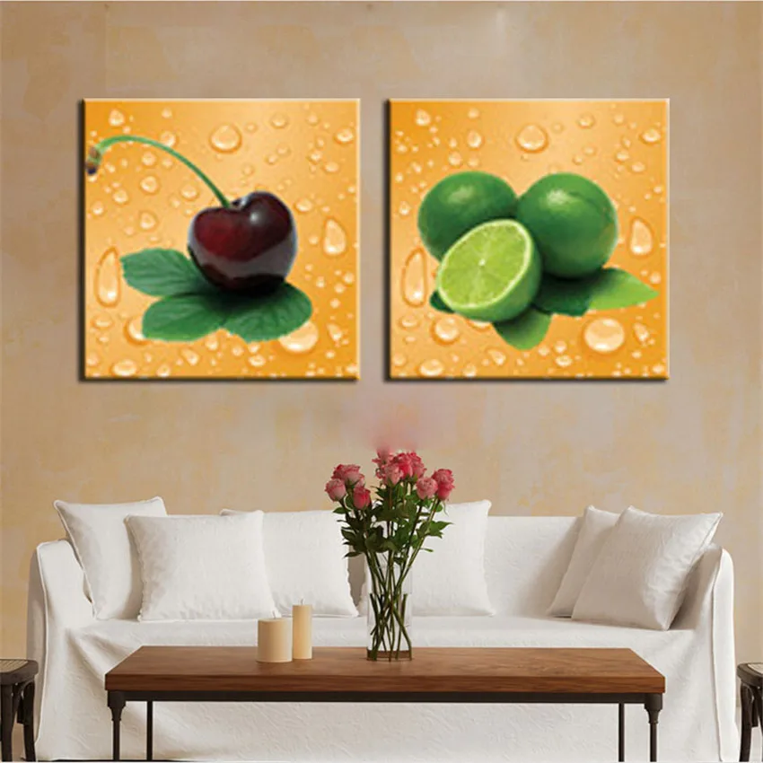 2 Panel Modern Home Wall Decor Canvas Print Painting Fruit Large Wall