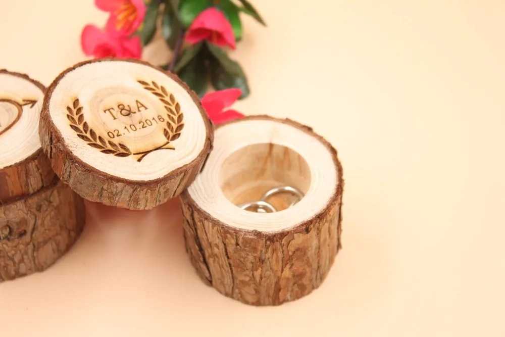 Custom Ring Box, Personalized Wedding  Valentines Engagement Wooden Ring Bearer storage Box, Rustic Wedding Ring Box engraved12