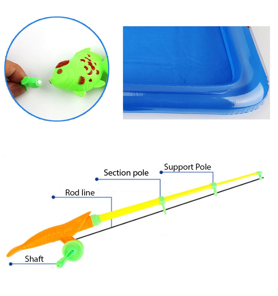 40 шт./компл. Магнитная рыбалка игра игрушки с надувной бассейн Магнитная рыбалка игрушка Род Чистая набор для детей Детские модели Play игра