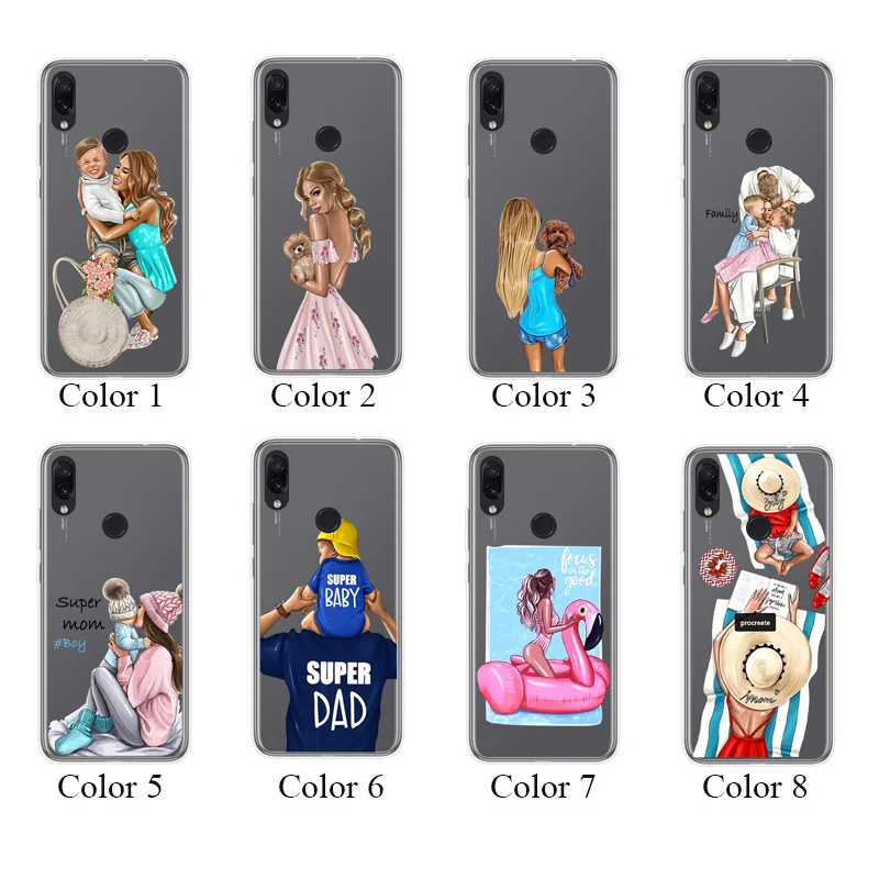 Мягкий силиконовый чехол для XiaoMi RedMi Note 8, 7, 6, 5, 5A, 4, 4X Pro, K20, прозрачный милый детский чехол для телефона, супер мама, папа, модная девочка