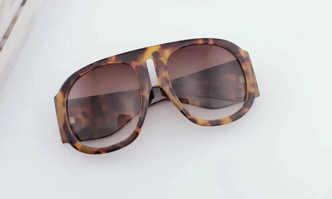 Sella модные Для мужчин Для женщин увеличенные Круглые Солнцезащитные очки Брендовая дизайнерская обувь уникальные популярные очки с градиентными линзами оправа для очков, UV400 - Цвет линз: leopard tea