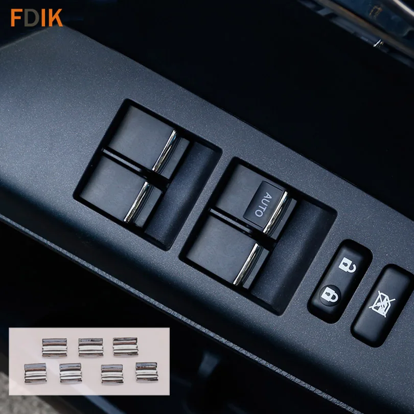 

7pcs Mirror Chrome Interior Window Switch Button Trim Cover Protector for Toyota RAV4 2016 2017 2018