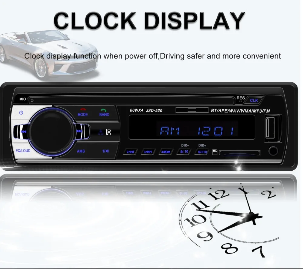 Car Radio 1 din Autoradio JSD-520 12V Bluetooth Stereo radios AUX FM USB Receiver MP3 Multimedia Player Car Audio Automotivo